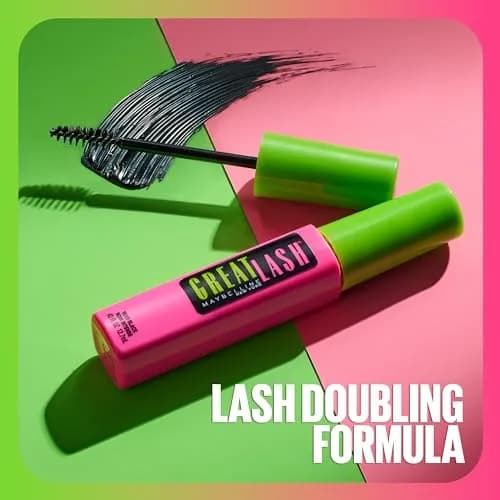 Maybelline Great Lash Washable Mascara Makeup, Volumizing Lash-Doubling Formula, Blackest Black, 12.7ml (0.43 Fl Oz) | Ophthalmologist Tested thumbnail 5