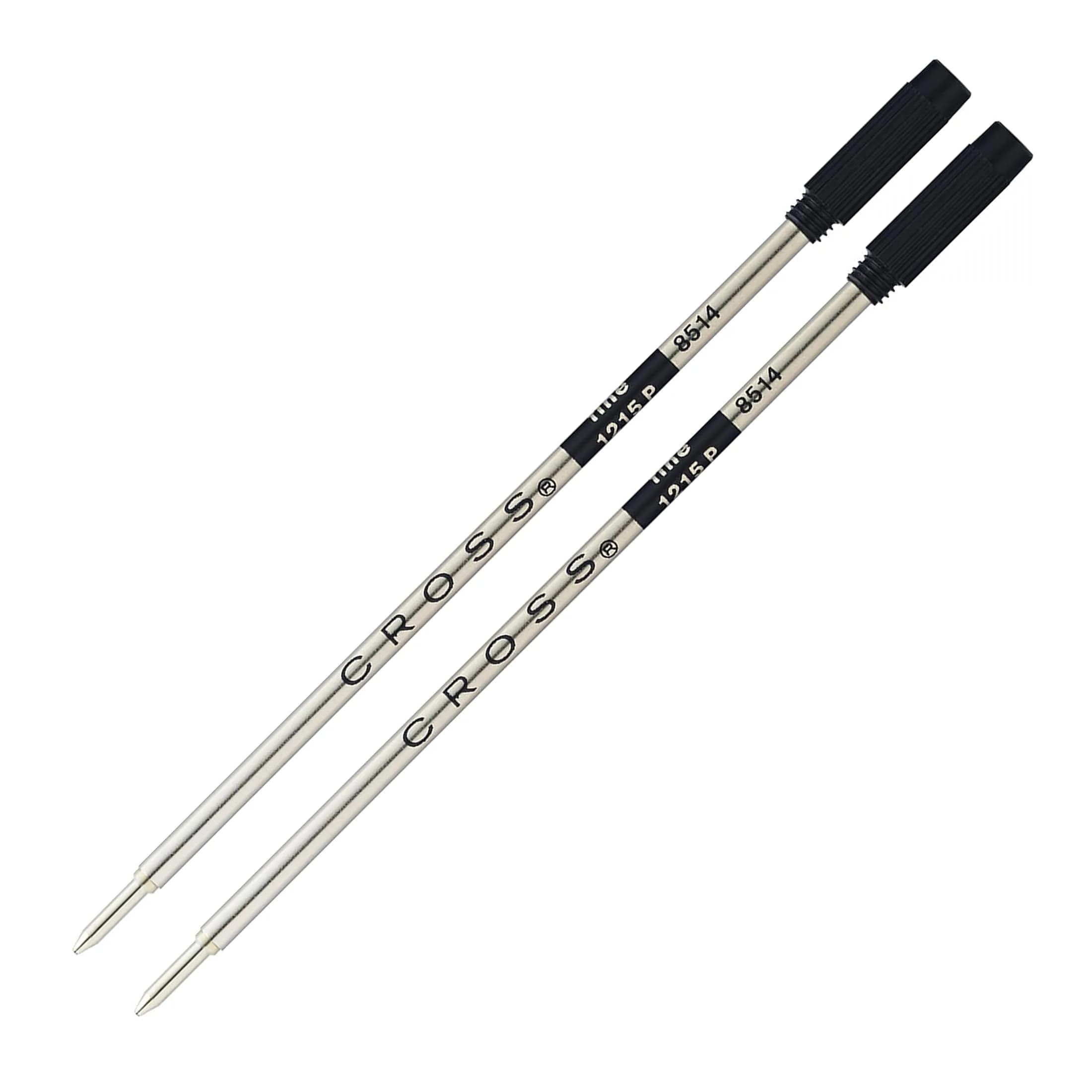 Cross Mini Ballpoint Pen Refill, Blue, Medium Point, 2-Pack Set | Smooth Ink Flow, Fade-Resistant — Black / Fine Ballpoint