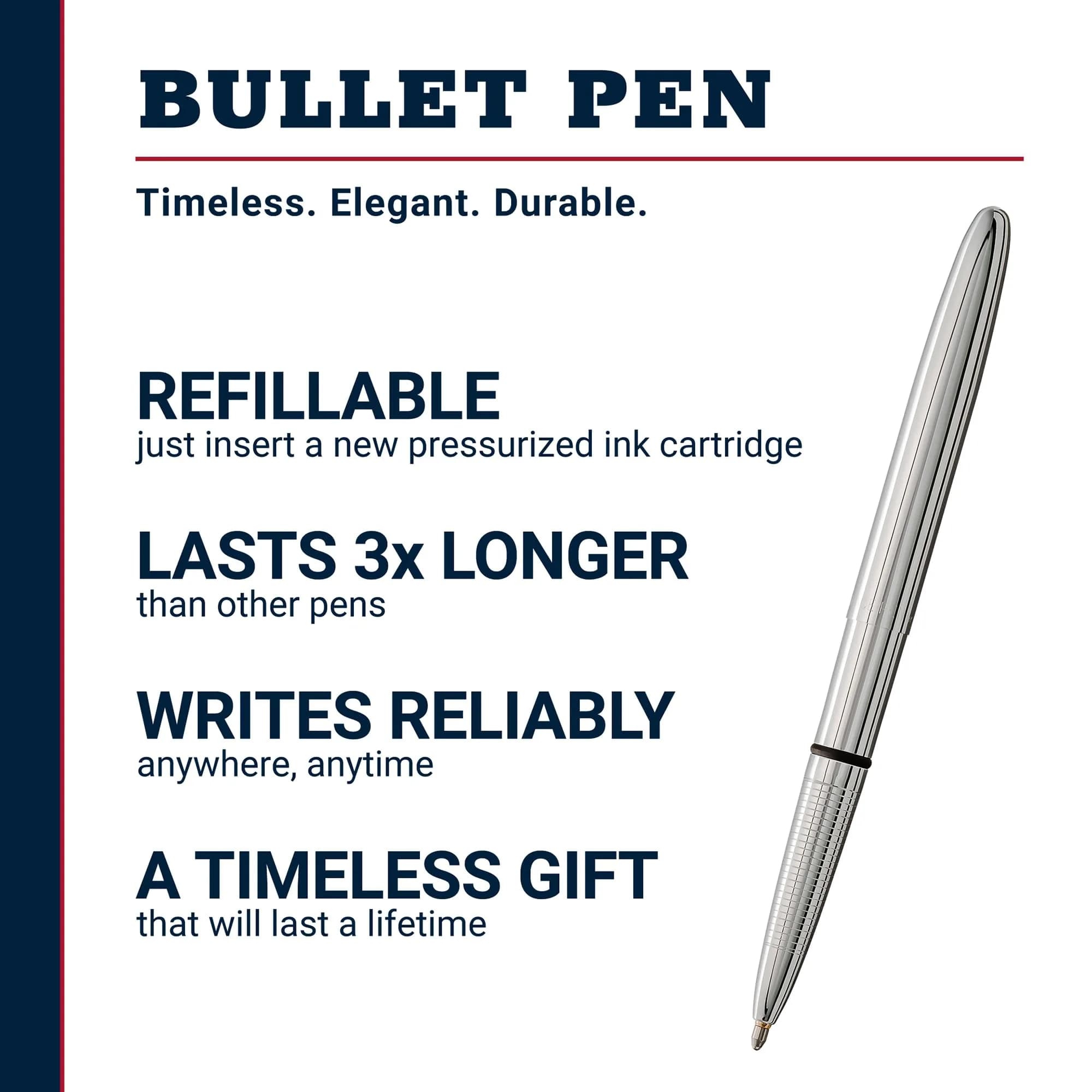 Fisher Space Pen Chrome Pressurized Ballpoint Bullet Pen, Gift Box thumbnail 2