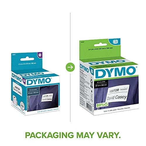 DYMO Authentic LW Name Badge Labels 2-1/4" x 4" (250 Labels) | Direct Thermal Printing thumbnail 2