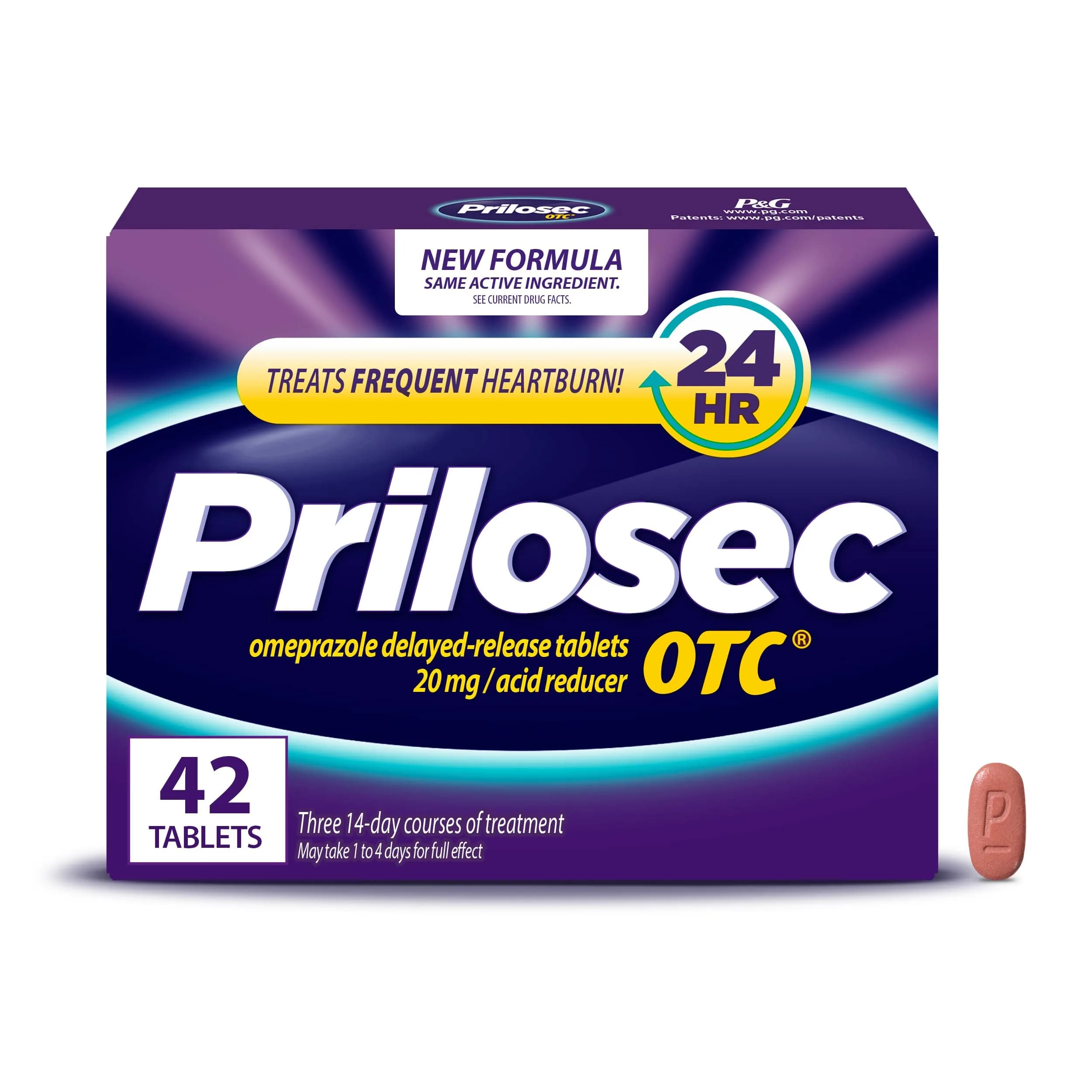 Prilosec OTC Omeprazole 20mg Tablets | 24-Hour Heartburn Relief for Adults
