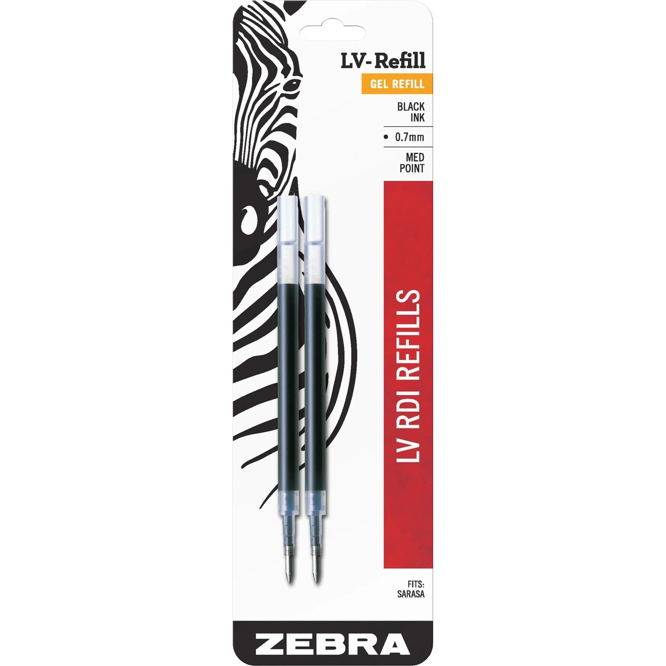 Zebra Pen SARASA Retractable Gel Refill, Black Ink, 0.7mm, 2-Pack | Smooth Ink Flow - main product image