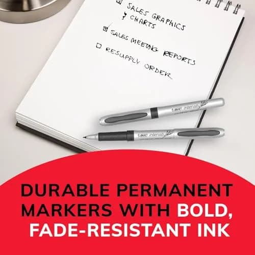 BIC Intensity Permanent Markers Ultra Fine Point 12 Pack | Precise, Long-Lasting Black Markers for Art & Office thumbnail 6