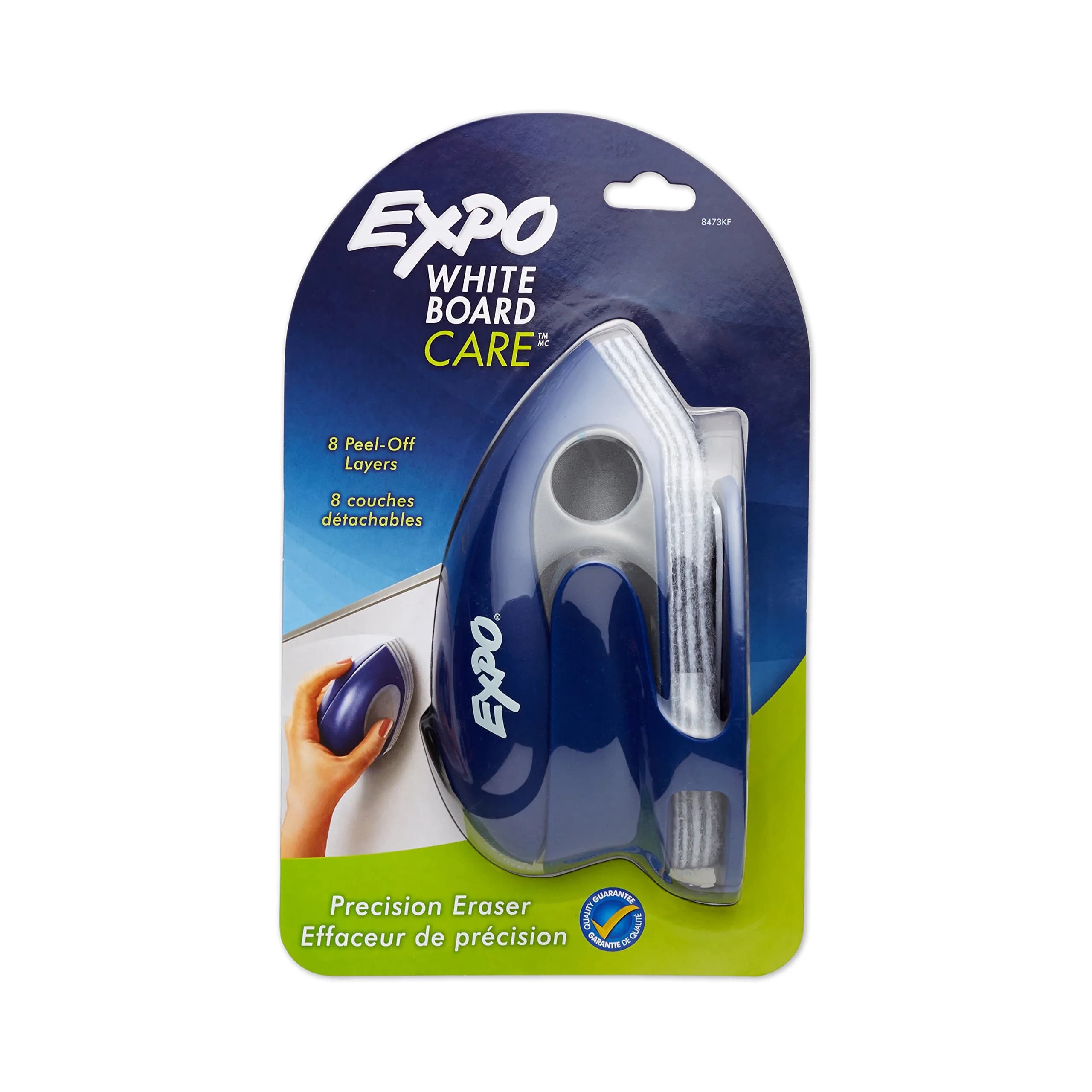EXPO Precision-Point Whiteboard Eraser, 8 Peel-Off Layers, Docking Station Included - Calendar, Organization, Essential Supplies for Office, School, Classroom, Teachers | Accurate Erasing, Ergonomic Grip, Replaceable Felt Pad - main product image