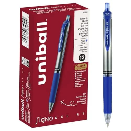 Uni-Ball Signo RT Gel Pens 12 Pack | Medium 0.7mm, Blue, Smooth Ink thumbnail 1