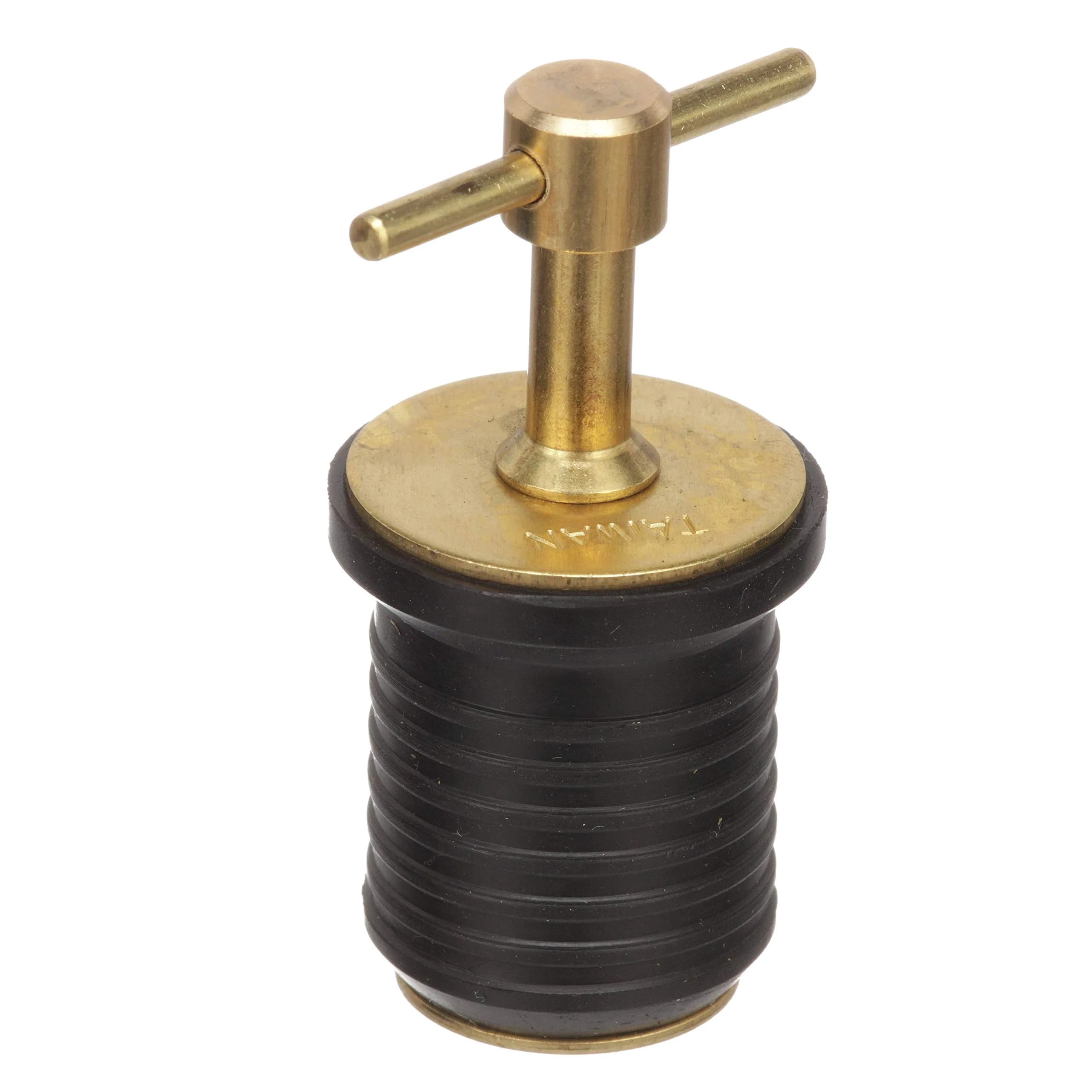 attwood T-Handle Drain Plug for 1-Inch Drains | Brass Locking Handle, Rubber Seal - main product image