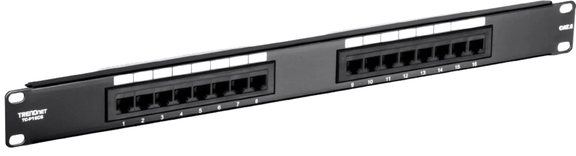 TRENDnet 16-Port Cat6 Unshielded Patch Panel, TC-P16C6 | 250Mhz Copper Gigabit Ethernet Ready - main product image