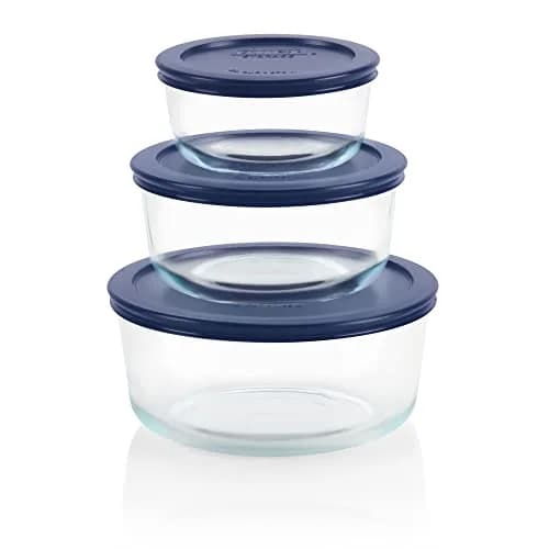 Pyrex Simply Store Glass Food Storage Containers Set (3-Pack) 2, 4, 7 Cup | Microwave & Dishwasher Safe thumbnail 1