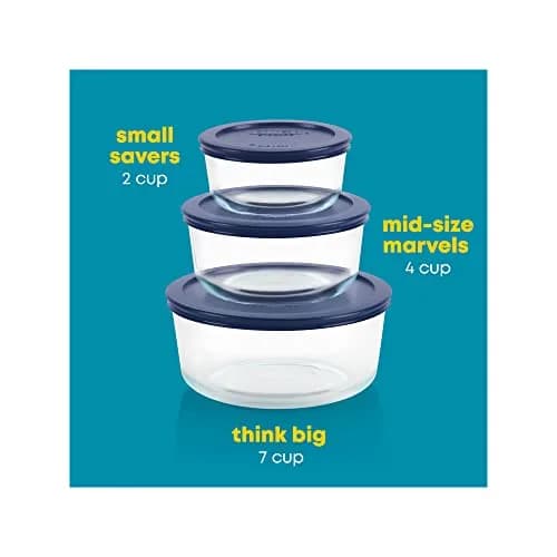 Pyrex Simply Store Glass Food Storage Containers Set (3-Pack) 2, 4, 7 Cup | Microwave & Dishwasher Safe thumbnail 5