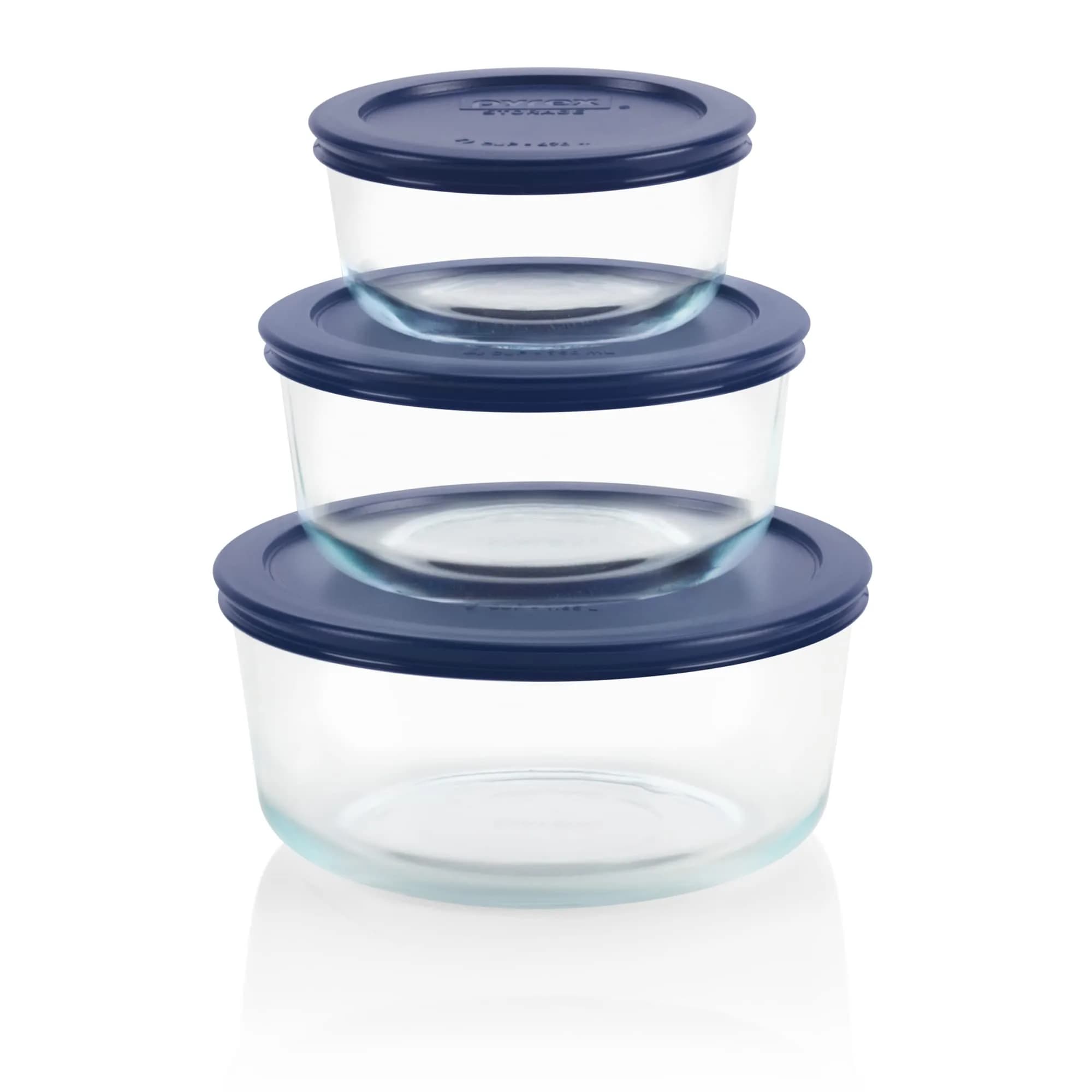 Pyrex Simply Store Glass Food Storage Containers Set (3-Pack) 2, 4, 7 Cup | Microwave & Dishwasher Safe - main product image