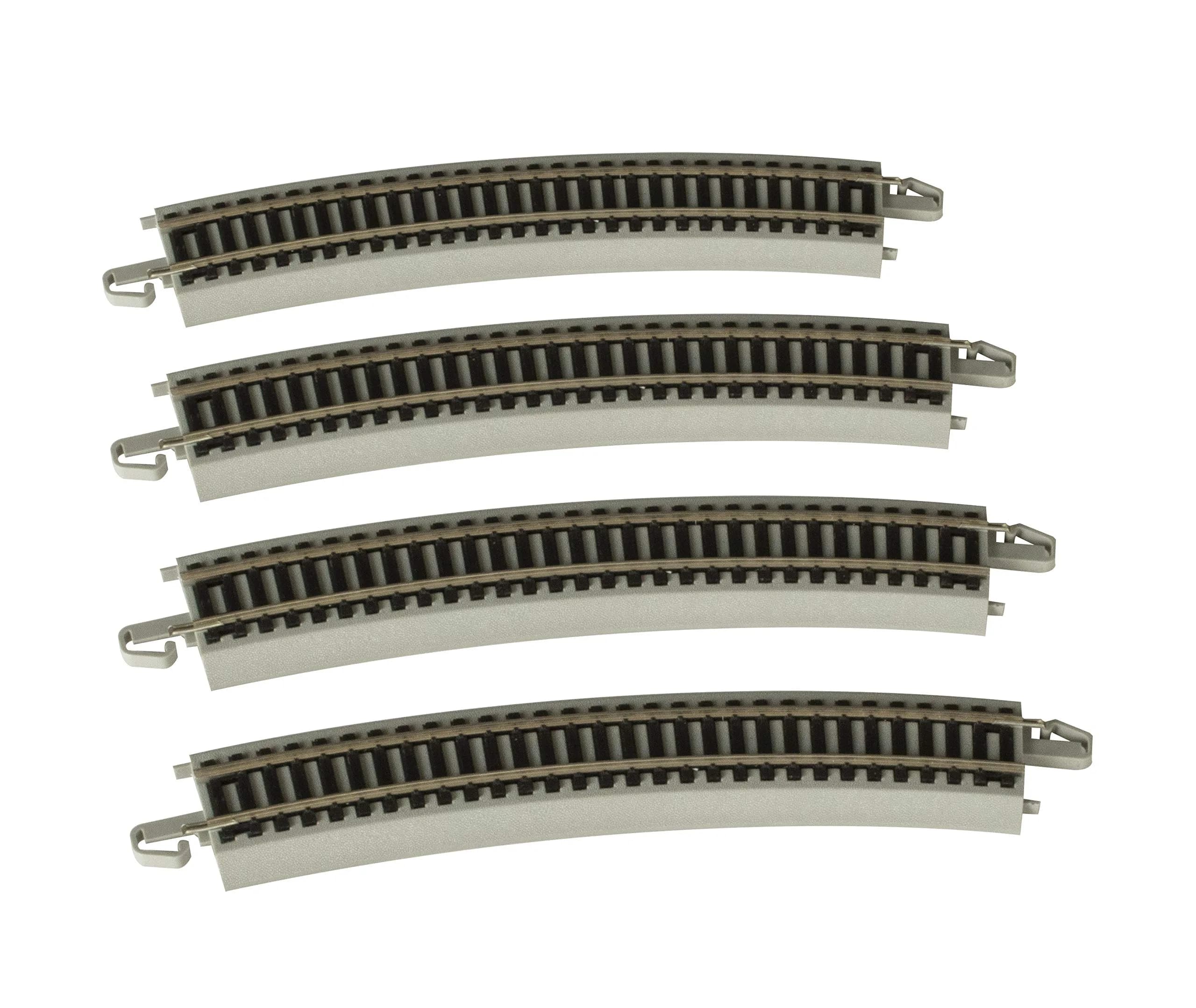 Bachmann Trains 22" Radius Curved Track 4PK NS Rail with Roadbed HO Scale | Snap-Fit E-Z Track System