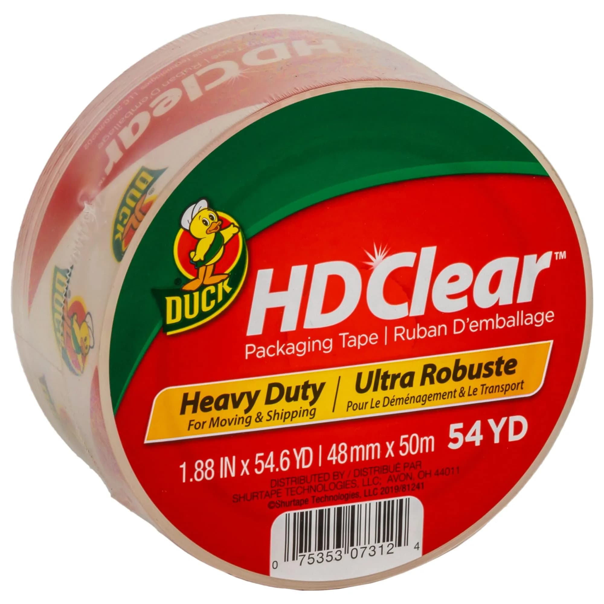 Duck HD Clear Packing Tape Refills - 6 Rolls, 1.88 In. x 54.6 Yards Each | Heavy Duty Acrylic Adhesive Tape for Boxes and Moving — 1 Roll