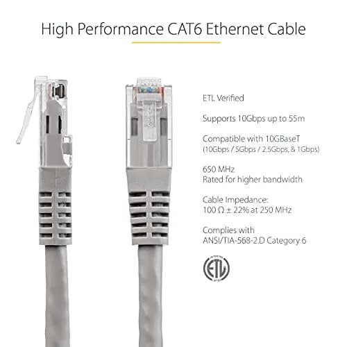 StarTech.com 50ft (15.2m) Cat 6 Ethernet Cable | ETL Verified Gigabit Network Patch Cord thumbnail 2
