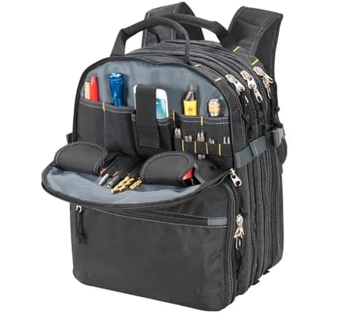 Custom Leathercraft 75-Pocket Tool Backpack | Heavy Duty, Ballistic Polyester, 75 Pockets, Padded Shoulder Straps thumbnail 3
