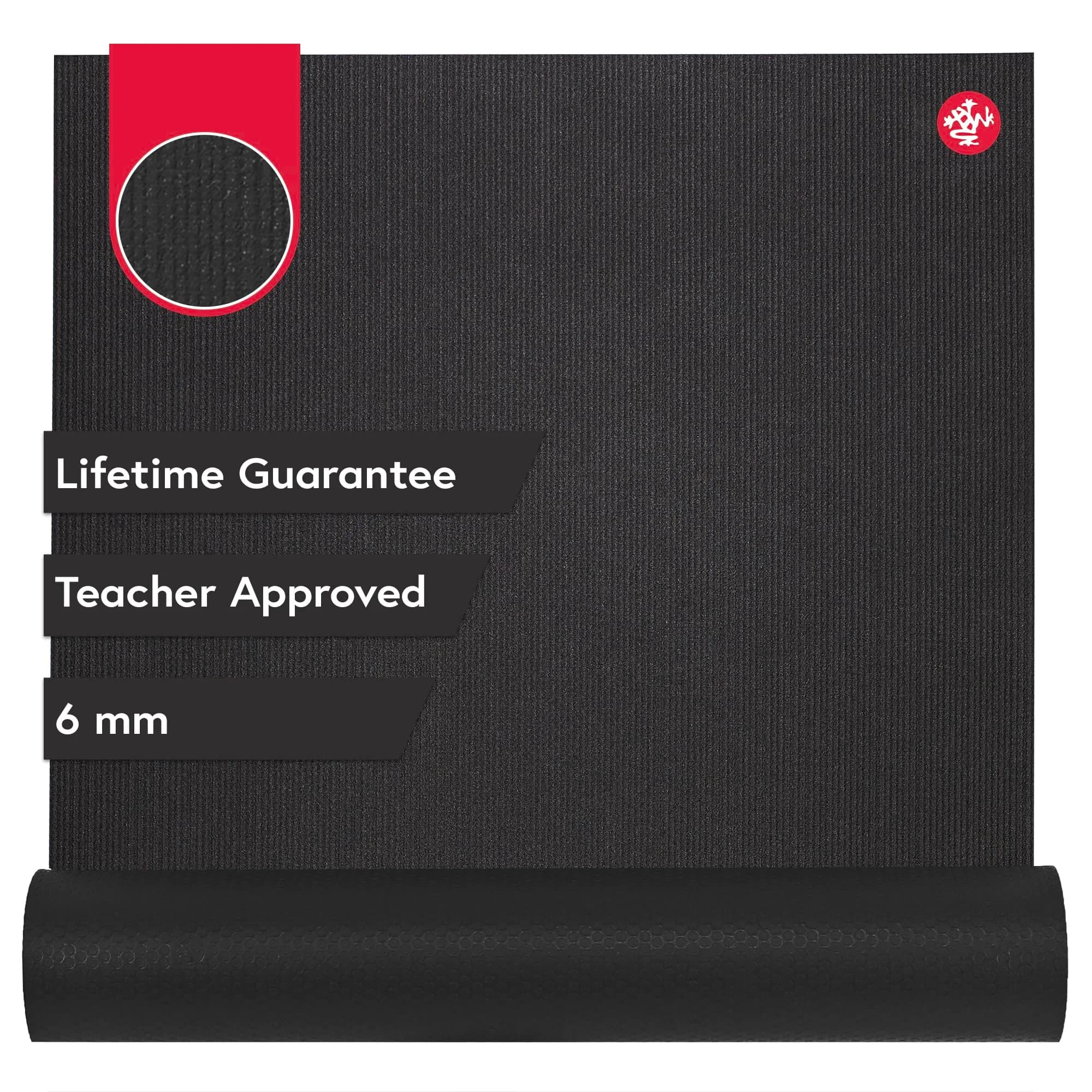 Manduka PRO Yoga & Pilates Mat - Black Sage, 180cm (6mm) | Lifetime Durability & Stability — Black / 71" x 26"