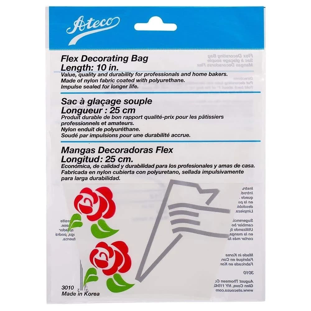 Ateco Flex Decorating Bag, Coated Nylon, 10-Inch, Reusable Baking Supply, White | Professional Quality - main product image