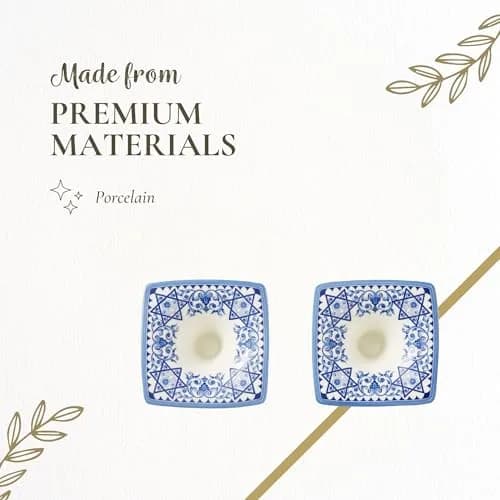 Spode Judaica Sabbath Candlesticks Set of 2 | Elegant Blue & White Ceramic Candle Holders for Shabbat & Holidays thumbnail 4