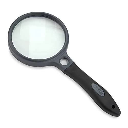 Carson SureGrip 2x Glass Magnifier with 10x Spot Lens | Ergonomic Handheld Visual Aid for Reading & Inspection thumbnail 1