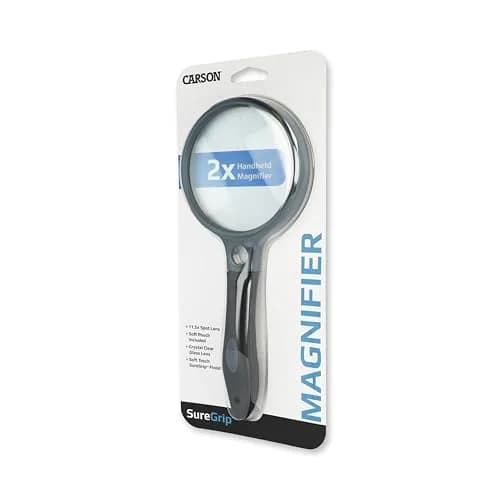 Carson SureGrip 2x Glass Magnifier with 10x Spot Lens | Ergonomic Handheld Visual Aid for Reading & Inspection thumbnail 6