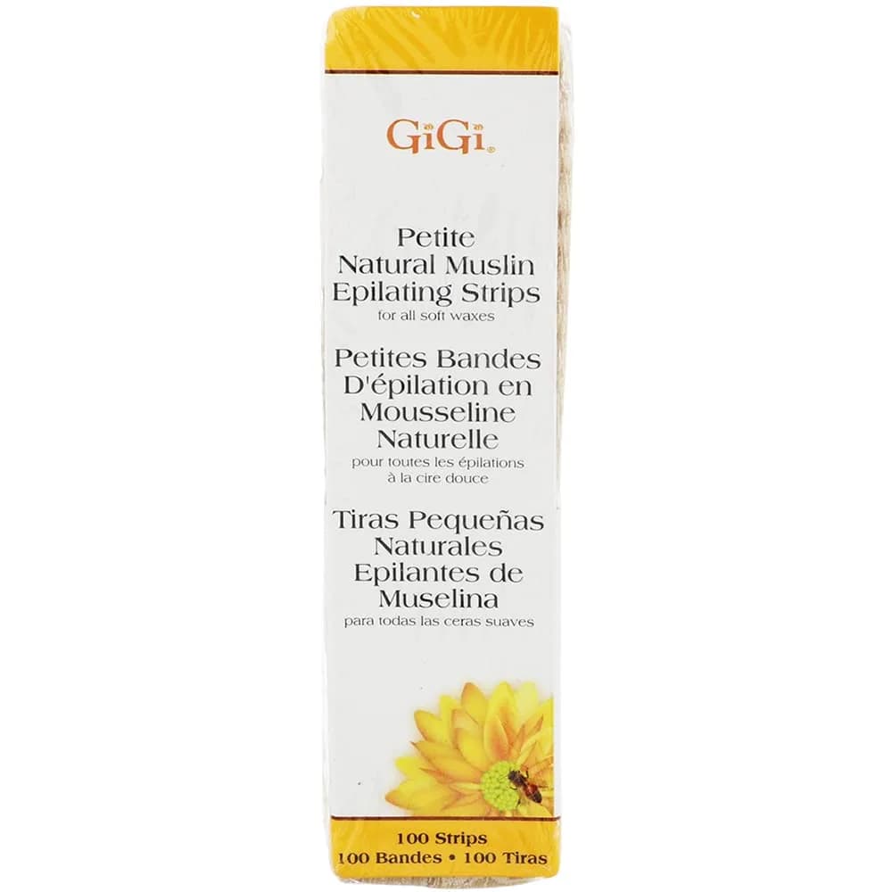 GIGI Petite Natural Muslin Waxing Strips 100 Ct (0.75 in x 4.5 in) | For All Skin Types