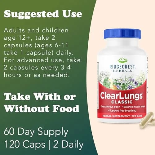 RidgeCrest Herbals ClearLungs Classic 120 Ct | Natural Lung Support for Adults thumbnail 4
