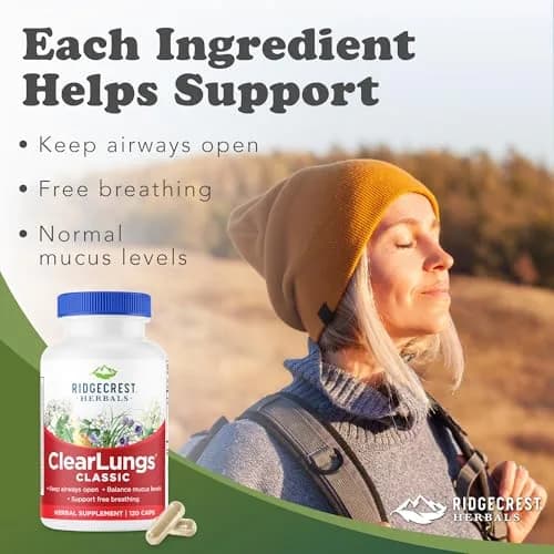 RidgeCrest Herbals ClearLungs Classic 120 Ct | Natural Lung Support for Adults thumbnail 2