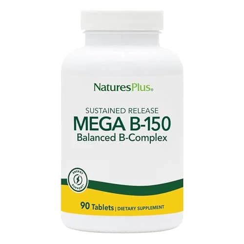 NaturesPlus Mega B-150 Complex 90 Vegetarian Tablets | Maximum Potency B Vitamin Support for Energy & Brain thumbnail 1