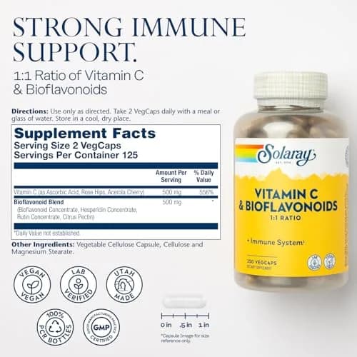 SOLARAY Vitamin C 500 mg with Citrus Bioflavonoids | Supports Immunity & Skin thumbnail 2
