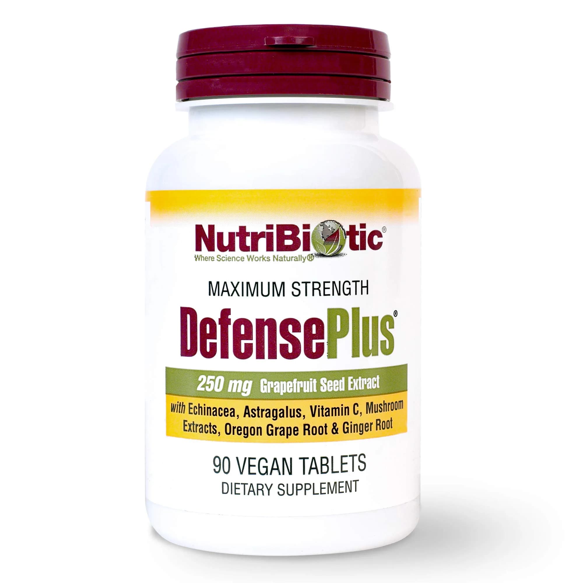 NutriBiotic DefensePlus 90 Tablets | 11-in-1 Immune Support with Vitamin C & Mushrooms