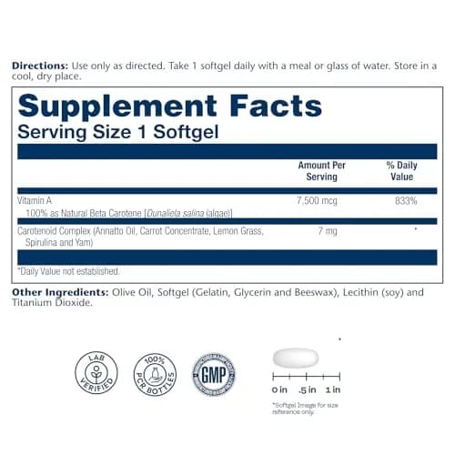 SOLARAY Plant Source Food Carotene 25000 IU | Supports Vision & Skin Health thumbnail 2