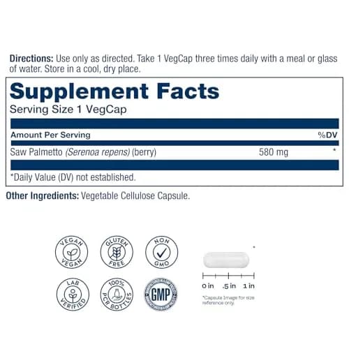 SOLARAY Saw Palmetto Berries 580 mg | Supports Prostate & Men’s Wellness thumbnail 2