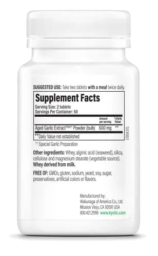 Kyolic Aged Garlic Extract Formula 100 Tablets thumbnail 3