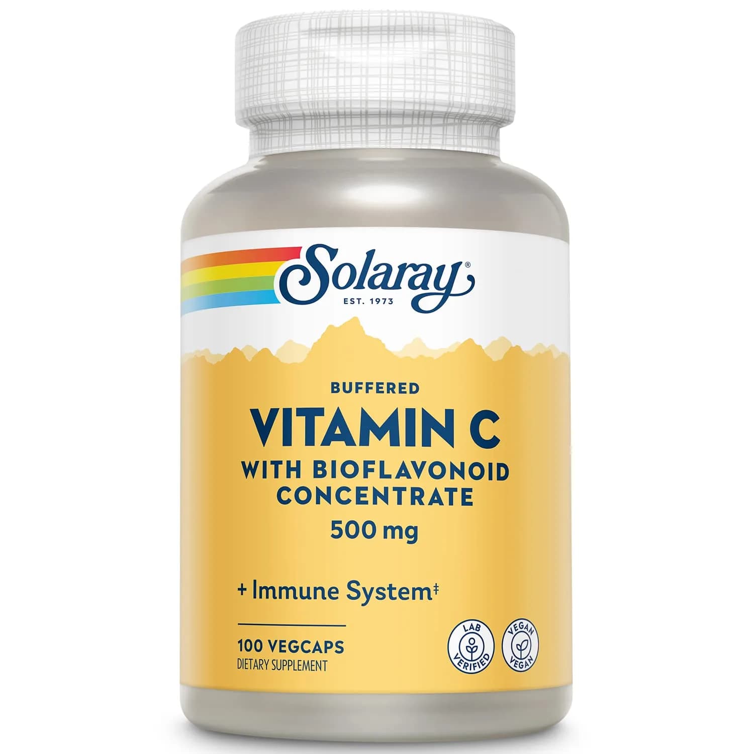 SOLARAY Buffered Vitamin C 500 mg | Vegan, Antioxidant Support, 100 VegCaps - main product image