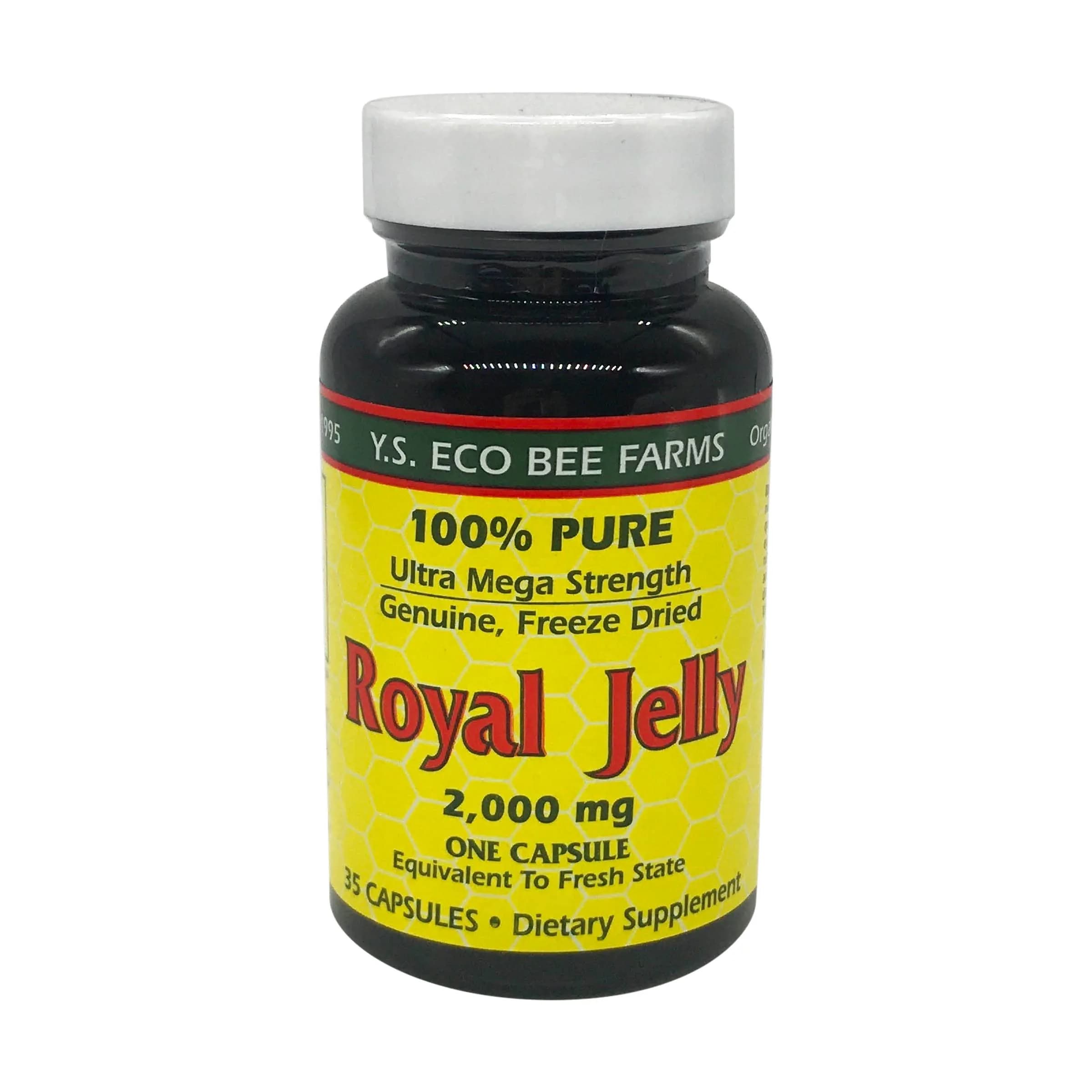 YS Organic Pure Royal Jelly Capsules 35 Count (Pack of 1) | Ultra Mega Strength 2000mg