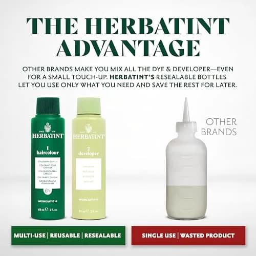 Herbatint Permanent Hair Dye 6D Dark Golden Blonde 165ml (5.75 Fl Oz) | Ammonia-Free Vegan Hair Color for Gray Coverage thumbnail 5
