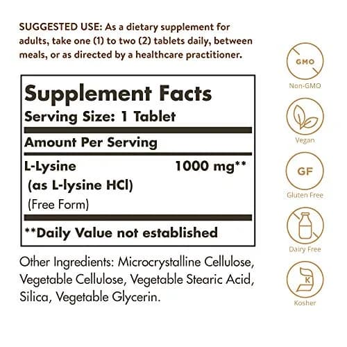 Solgar L-Lysine 1000 mg Tablets | 250 Count (250 Servings) | Essential Amino Acid for Skin & Collagen Support thumbnail 2