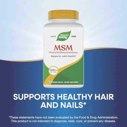 Nature's Way MSM 1000 mg | Supports Joint, Hair & Nails | 200 Tablets (Vegan, Gluten-Free) thumbnail 4