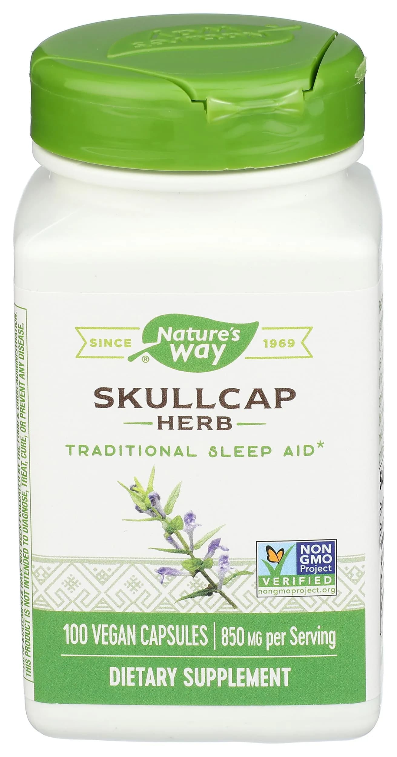 Nature's Way Skullcap Herb - Traditional Sleep Support* - 850mg per 2-Capsule Serving - Vegan, Dairy-Free & Gluten-Free - 100 Count — Capsule