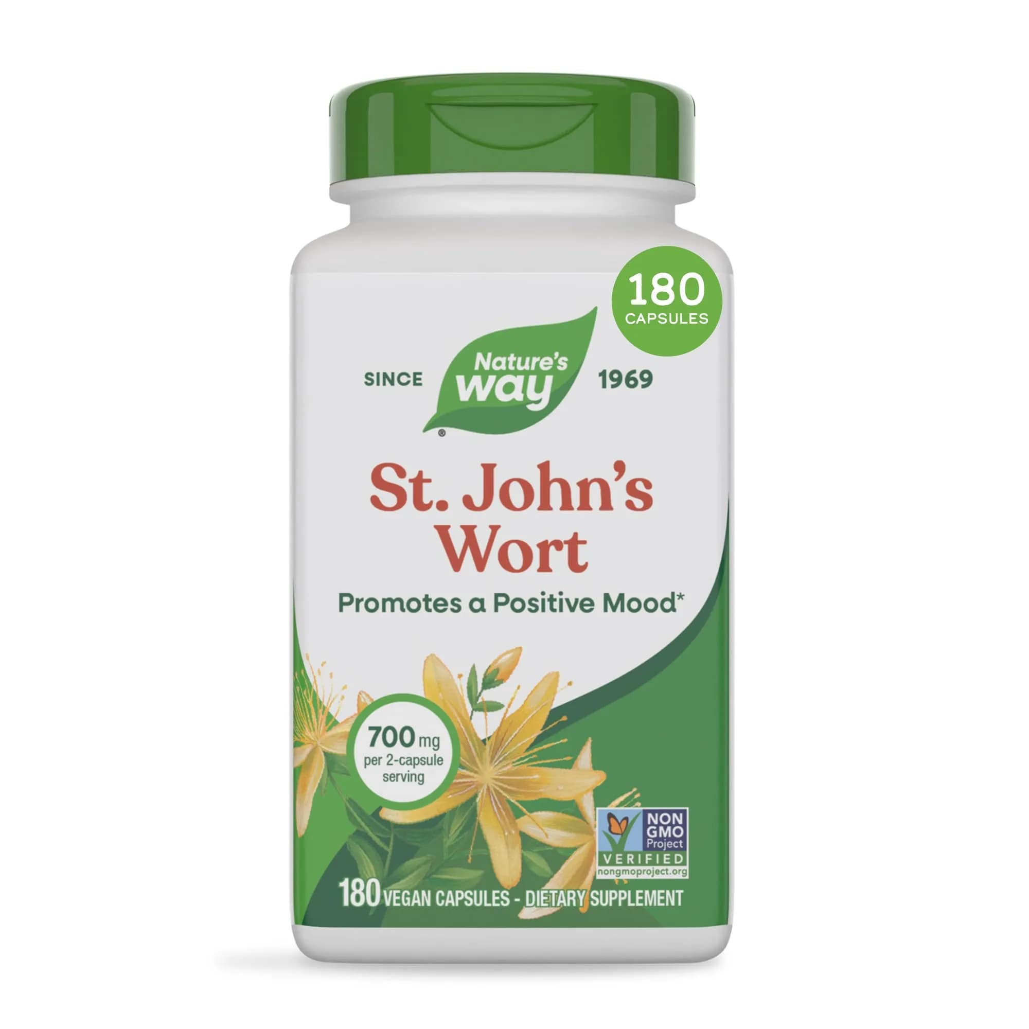 Nature's Way St. John’s Wort Capsules, 700 mg | Supports Mood & Wellbeing, Vegan, 180 ct - main product image