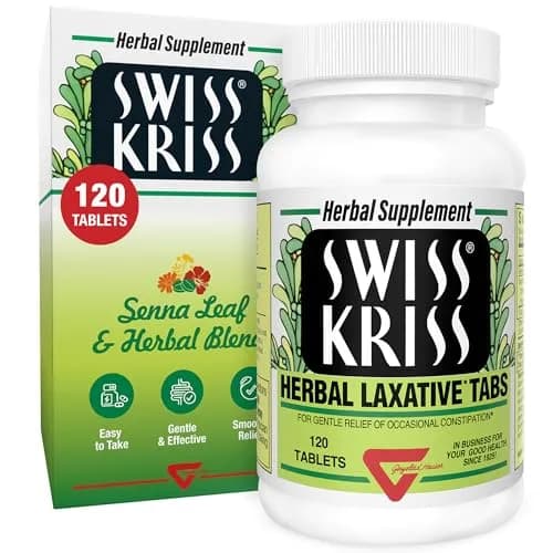 Swiss Kriss Senna Tablets 120 Ct | Herbal Laxatives for Constipation Relief thumbnail 1