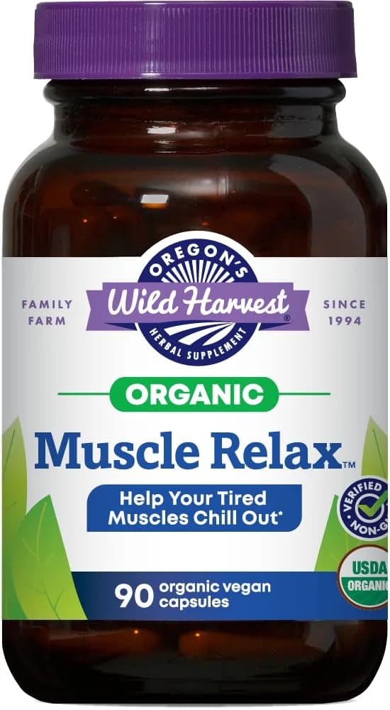Oregon's Wild Harvest Muscle Relax Vegan Herbal Supplement 90 Count | USDA Organic Valerian, Hops & Skullcap for Relaxation