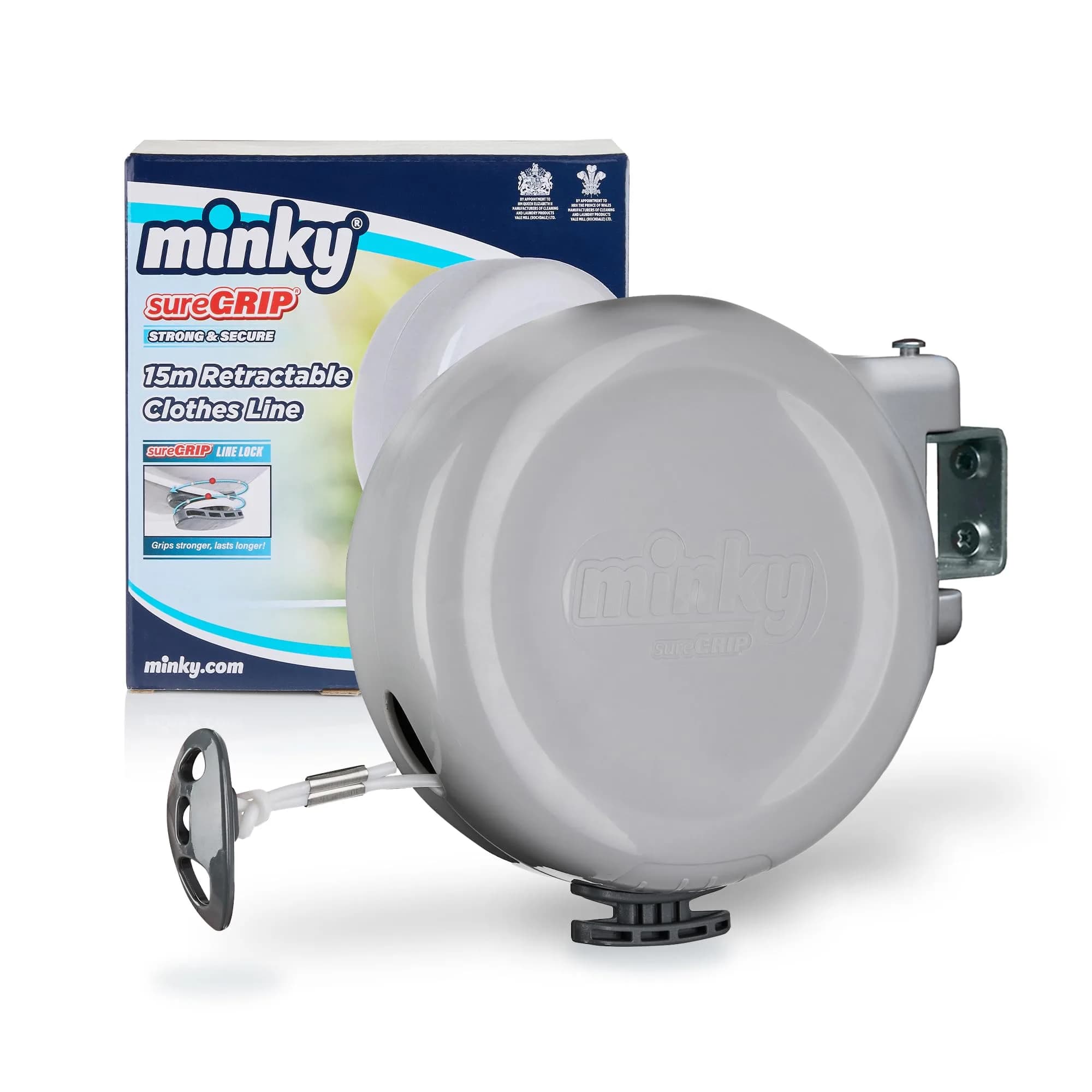 Minky Homecare Dual Retractable Clothesline 30m (98 Feet) | Heavy Duty PVC Coated Line for Outdoor Drying — Gray / 49 feet