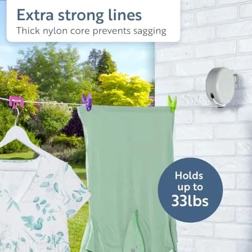 Minky Homecare Retractable Clothesline 15.5m (49 ft) Gray | Heavy Duty PVC Coated Line for Balconies & Patios thumbnail 3