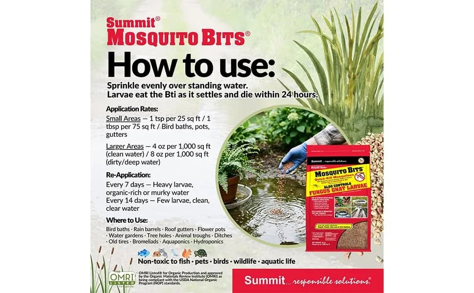 Summit Mosquito Bits Larvicide Granules 850g (30 oz) | EPA Registered Biological Control thumbnail 9