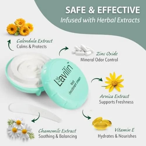 Lavilin Foot Deodorant Cream - No Aluminum, Sensitive Skin, Up to 7 Days Odor Control thumbnail 4