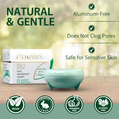 Lavilin Foot Deodorant Cream - No Aluminum, Sensitive Skin, Up to 7 Days Odor Control thumbnail 5
