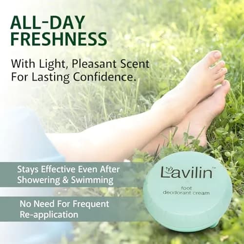 Lavilin Foot Deodorant Cream - No Aluminum, Sensitive Skin, Up to 7 Days Odor Control thumbnail 2