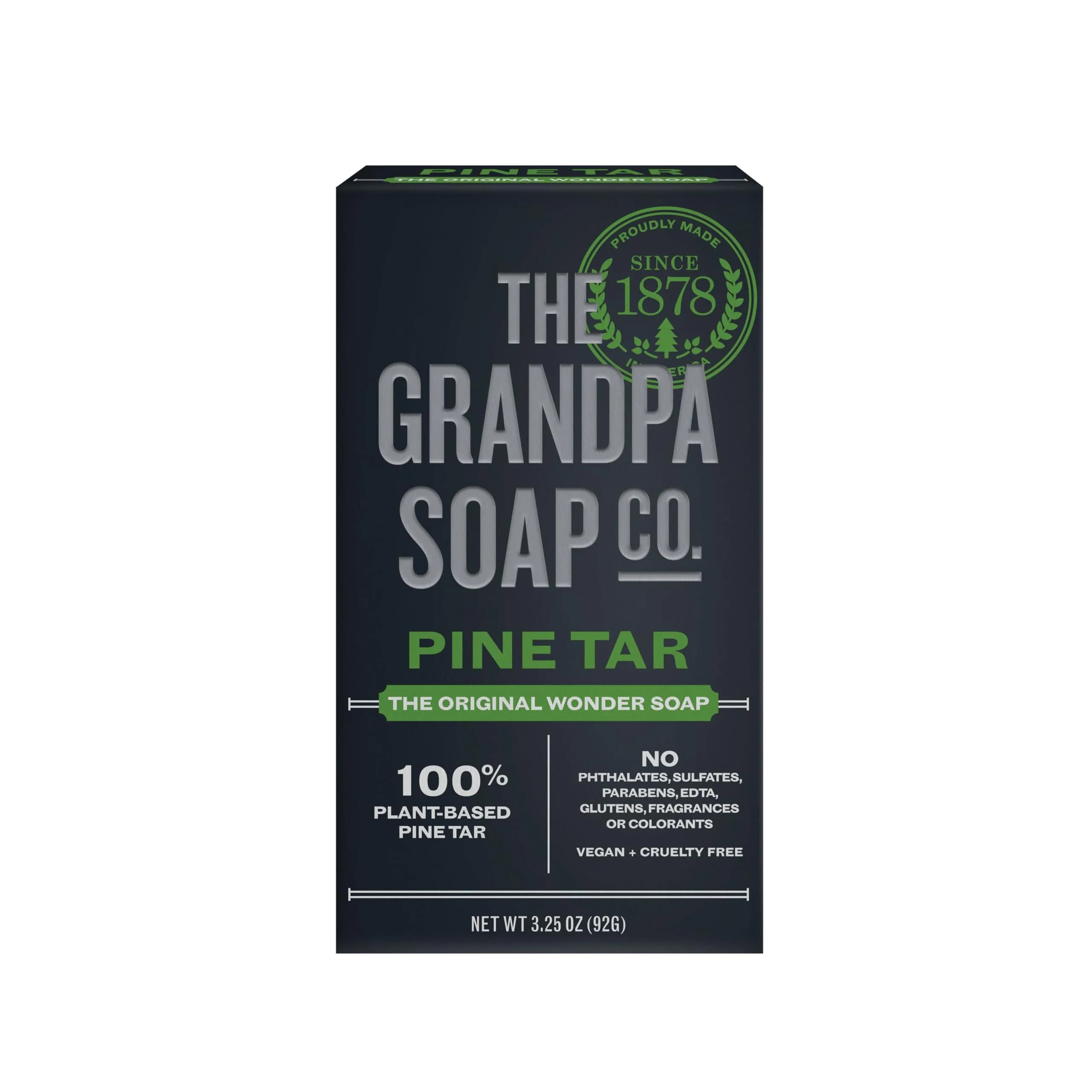 Grandpa's Pine Tar Bar Soap for Men 340g (12 oz) | 3-in-1 Cleanser, Deodorizer, Moisturizer for Sensitive Skin — 3.25 Ounce