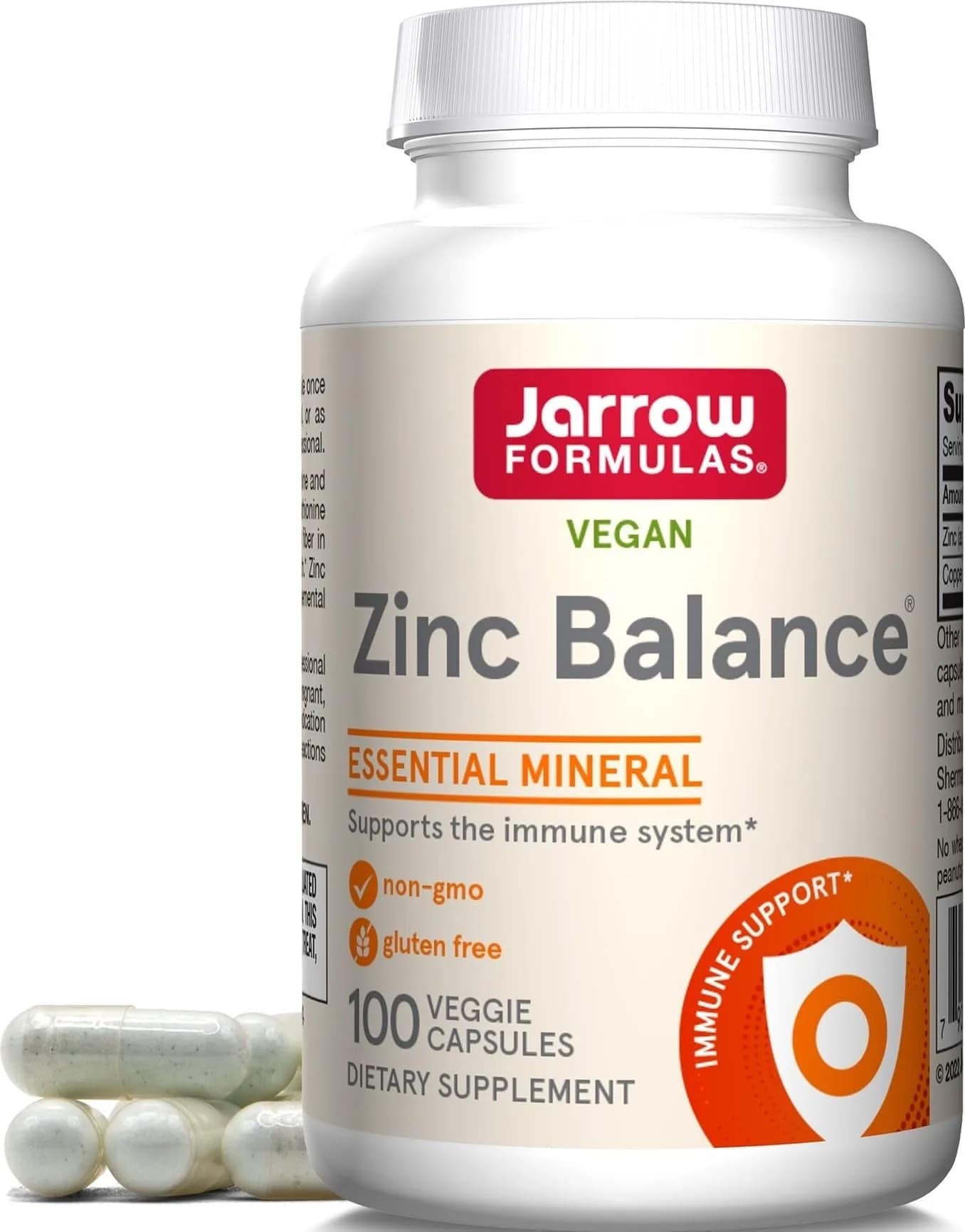 Jarrow Formulas Zinc Balance 15 mg Zinc with Copper 100 Capsules | Immune Support Supplement - main product image