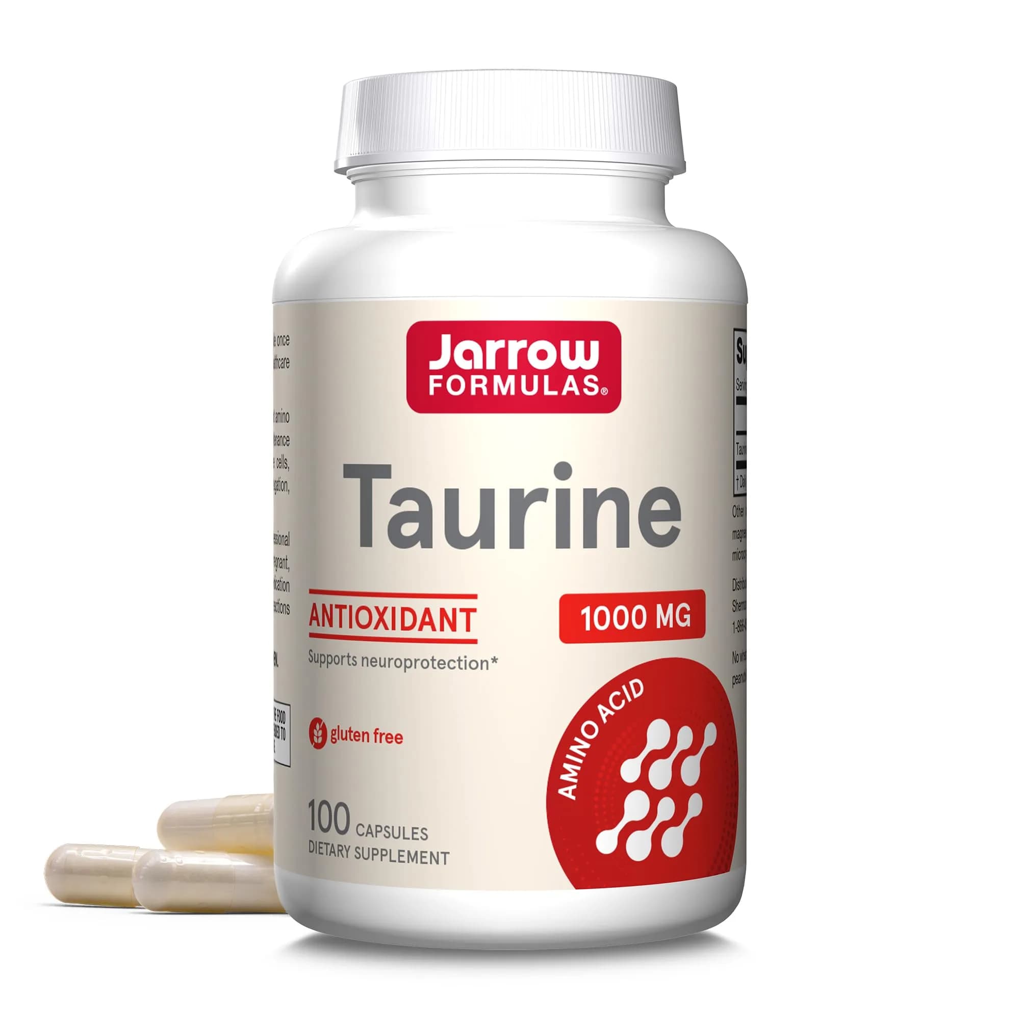 Jarrow Formulas Taurine 1000 mg Capsules, 100 Count (454 g) | Supports Brain Health & Osmoregulation - main product image